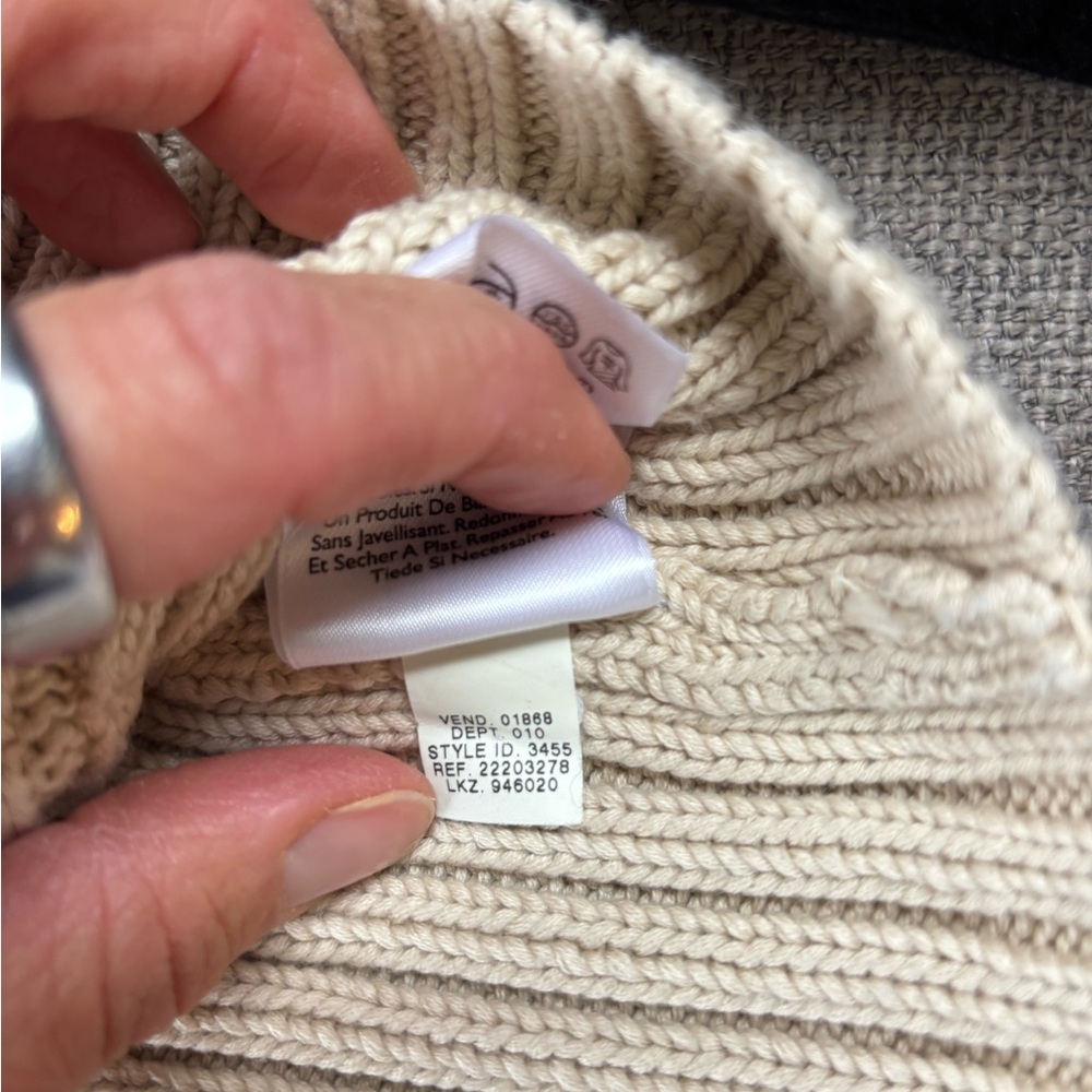 Eddie Bauer Women's Beige Oatmeal Ribbed Cardigan Fisherman core Heritage Small - Picture 8 of 10
